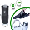 A portable air purifier is shown being placed into a handbag, with other marketing graphics highlighting its features. Produktbild-Vorschau