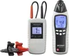 Three electronic testing devices are displayed on a white background. Two are handheld devices with screens and buttons, and one is a set of alligator clips. Produktbild-Vorschau