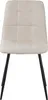 A front view of a beige upholstered chair with black metal legs, isolated on a white background. Produktbild-Vorschau
