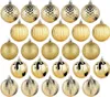 A collection of gold Christmas ornaments arranged in rows. Náhľad obrázku produktu