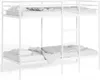 A white metal bunk bed with mattresses on a white background. Produktbild-Vorschau