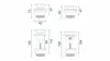 Diagrams of four different drain stoppers with dimensions indicated. Produktbild-Vorschau