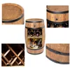 A collage of images showing a wooden barrel-shaped wine cabinet from different angles, including close-ups of the wood grain, metal bands, and interior wine racks and shelves. Náhled obrázku produktu