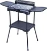 A black electric grill with a stand and side shelves, shown against a white background. Produktbild-Vorschau