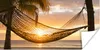 MuchoWow® Poster Hängematte am Strand bei Sonnenuntergang Produktbild-Vorschau 1