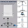 An image showing the assembly steps for a white office chair. Produktbild-Vorschau