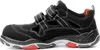 A side view of a black safety sandal with red accents. Produktbild-Vorschau