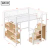 A diagram of a loft bed with dimensions indicated. Voir les images du produit
