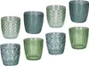 8er Set Windlicht H7,5cm Glas Grün Teelichthalter Tischdeko Produktbild-Vorschau 1