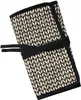A closed knitting needle case with a leaf pattern and black ties. Produktbild-Vorschau