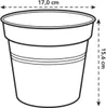 A line drawing of a plant pot with dimensions indicated. Produktbild-Vorschau