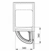 A technical drawing of a built-in waste bin system with dimensions. Voir les images du produit