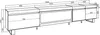 A technical drawing with dimensions of a TV cabinet. Produktbild-Vorschau