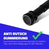 Close-up of the end of a black rod with a textured grip, overlaid with German text and a green checkmark. Produktbild-Vorschau