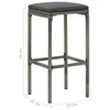 5-tlg. Gartenbar-Set mit Kissen Poly Rattan Grau Produktbild-Vorschau 9