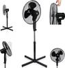 A collage of images showing a black oscillating stand fan from different angles. Náhľad obrázku produktu