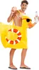 A man wearing a yellow duck costume with sunglasses and a life preserver. Produktbild-Vorschau