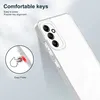 A close-up of a clear phone case on a white and gray background, highlighting the comfortable keys and precise key alignment. Produktbild-Vorschau