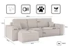 A diagram with icons and measurements for a sectional sofa. Produktbild-Vorschau