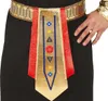 Close-up of a person wearing a black costume with a detailed gold and red Egyptian-style belt and apron. Anteprima dell’immagine prodotto