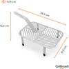 A silver metal grill rack with dimensions indicated by orange lines and text. Náhľad obrázku produktu