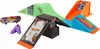 A toy skateboard track set with various ramps and accessories, including a miniature skateboard and shoes. Produktbild-Vorschau
