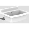 A white sink basin with a raised backsplash and a drain with a chain. Produktbild-Vorschau