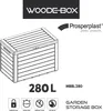 An illustration of a garden storage box with accompanying text and logos. Podgląd zdjęcia produktu
