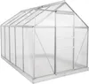 A greenhouse with a silver aluminum frame and clear polycarbonate panels. Produktbild-Vorschau