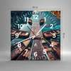 Wanduhr - Quadrat - Glasuhr - Berge Boot Wasser - 40x40cm - Produktbild-Vorschau 3