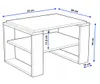 A line drawing of a coffee table with dimensions indicated by arrows and text. Produktbild-Vorschau