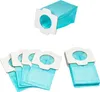 A collection of blue vacuum cleaner bags with white cardboard connectors, arranged in groups against a white background. Produktbild-Vorschau