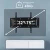 A wall-mounted TV bracket is shown on a wall above a white cabinet. The bracket is designed for TVs between 32 and 75 inches. Produktbild-Vorschau
