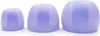 Three purple silicone earbud tips of varying sizes are arranged in a row on a white background. Voir les images du produit
