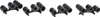A set of black plastic knobs with adapters, arranged in clusters. Produktbild-Vorschau