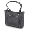 A dark gray Guess shopper bag with a repeating logo pattern is shown against a white background. Produktbild-Vorschau