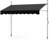A black awning with a scalloped edge is supported by gray poles against a white background. Anteprima dell’immagine prodotto