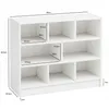 A white bookshelf with dimensions indicated by measurement lines and text. Produktbild-Vorschau