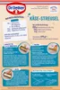Packaging for a Dr. Oetker cheese-crumb cake baking mix, showing ingredients needed and baking instructions. Produktbild-Vorschau
