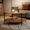 CLP Couchtisch Edduma rund aus Holz 2 Ebenen Metallgestell Produktbild-Vorschau 3
