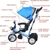 SPIELWERK® Tricycle 4en1 avec barre de poussée bleu 10 à 36 Voir les images du produit 2