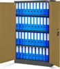 A metal filing cabinet with its doors open, filled with blue binders. Podgląd zdjęcia produktu