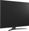 A black LG television with a stand, shown from a side angle against a white background. Produktbild-Vorschau