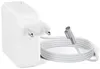 A white Apple MagSafe power adapter with a coiled white cable and a MagSafe connector. Produktbild-Vorschau