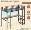 COSTWAY loft łóżko piętrowe 90x200cm z biurkiem, diodami Podgląd zdjęcia produktu 3