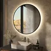 Mirlux LED Badspiegel rund 80 cm mit schwarzem Rahmen Produktbild-Vorschau 1