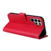 A red flip phone case for a Samsung Galaxy S22 Ultra is shown from the side, open. Produktbild-Vorschau