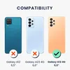 Three smartphones are shown side-by-side with compatibility indicators. Produktbild-Vorschau