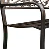 A close-up view of the armrest and seat of a bronze-colored metal garden bench. Produktbild-Vorschau