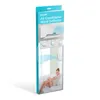 The image shows the packaging for a Bewello Air Conditioner Wind Deflector. The packaging displays an illustration of the product in use, installation steps, and a lifestyle image of a woman relaxing on a couch. Produktbild-Vorschau
